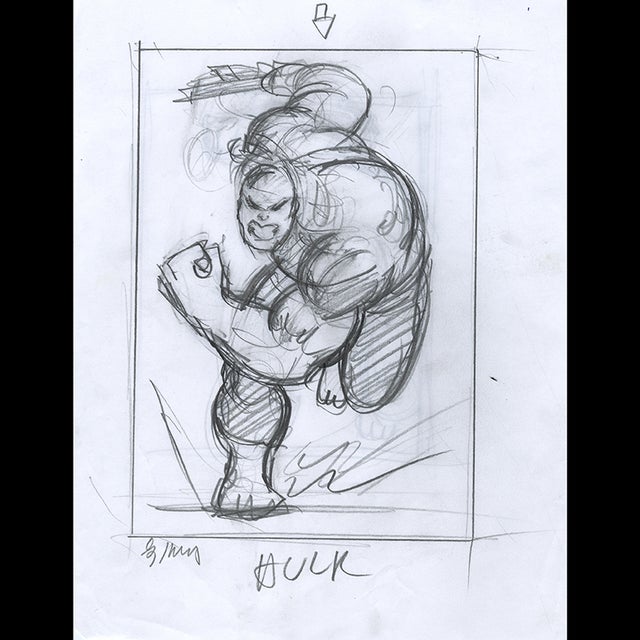 Hulk - '94 Marvel Masterpieces Sketch - Greg Hildebrandt  122962 Comic Art