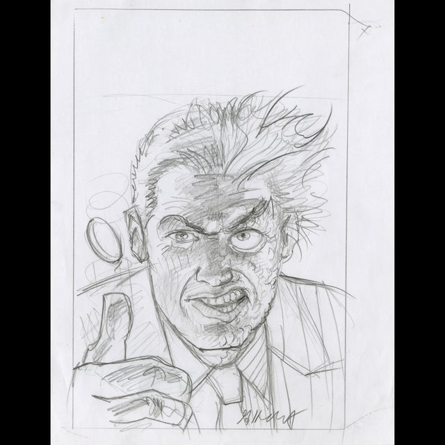 Two Face #2 - DC Comic Sketch - Greg Hildebrandt - 122020 Comic Art