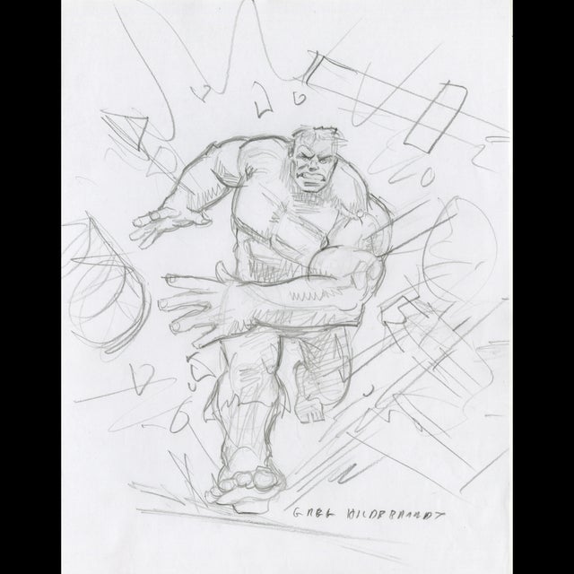 Hulk - '94 Marvel Masterpieces Sketch - Greg Hildebrandt  122217 Comic Art