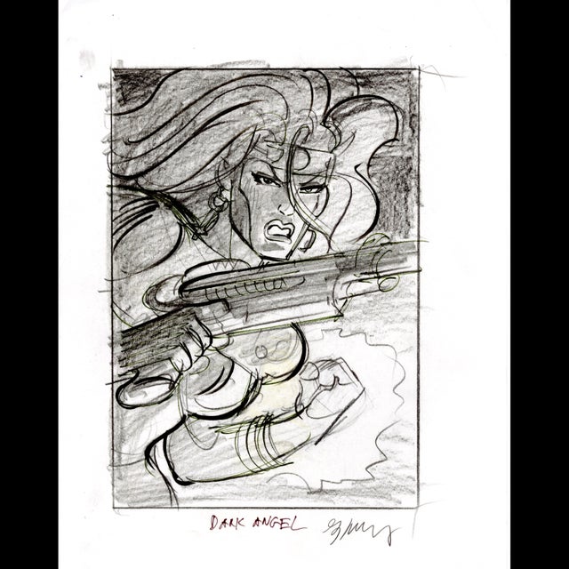 Marvel Masterpieces Trading Cards - Dark Angel Sketch - Greg Hildebrandt - 117934 Comic Art