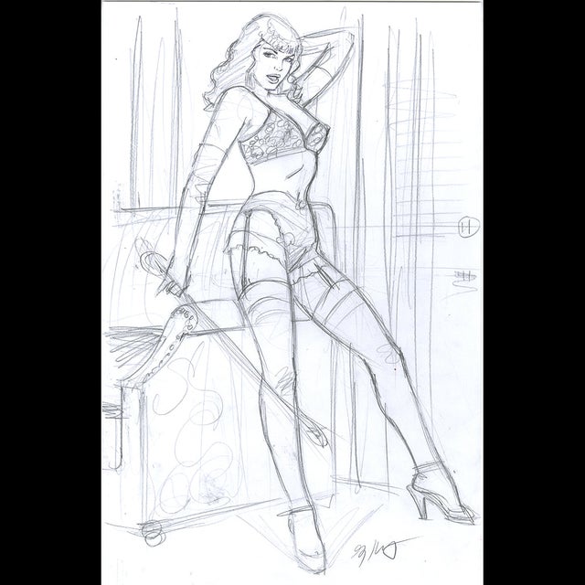 Pinup Sketch - American Beauties - Bettie Page - Preliminary Sketch � Greg Hildebrandt � 117186 Comic Art