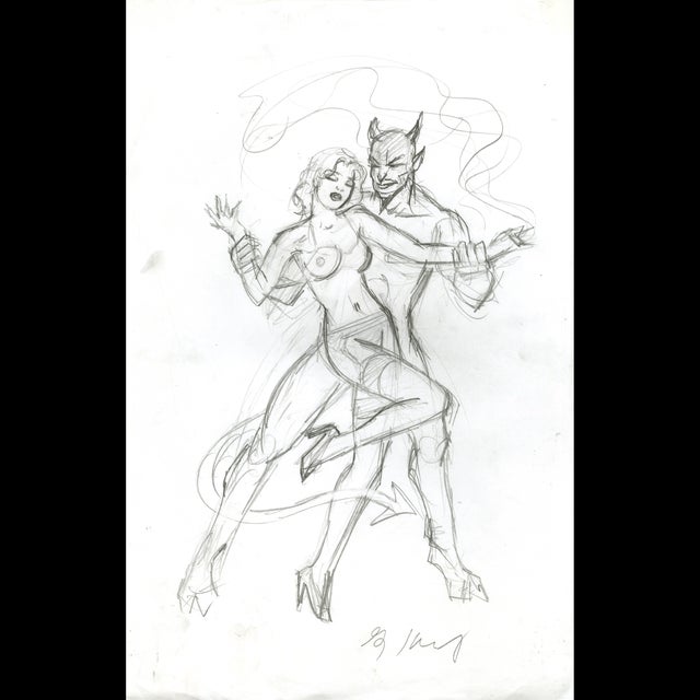 The Devil Made Me Do It - Preliminary Pinup Sketch  Greg Hildebrandt  119677 Comic Art