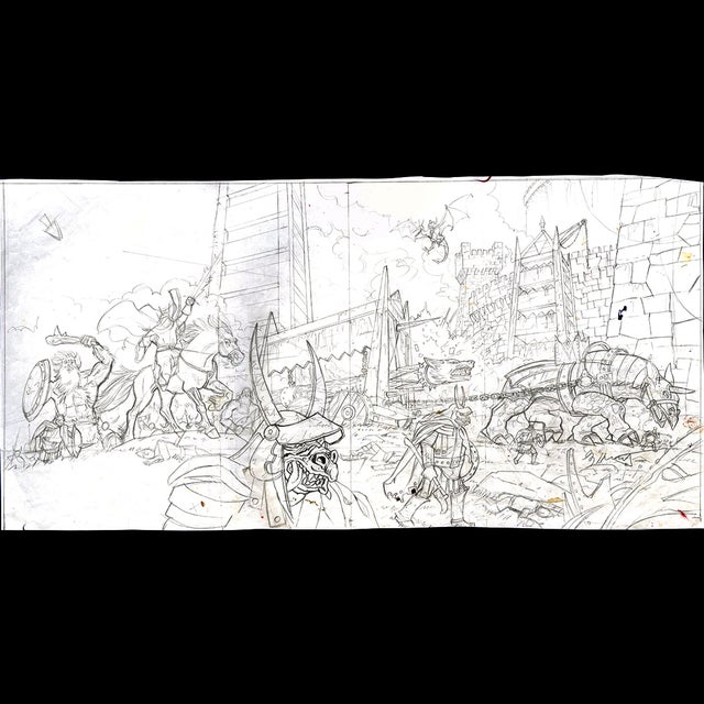 Lord of the Rings, Siege of Mines Tirith II - Preliminary Sketch - Brothers Hildebrandt - 118359 Comic Art