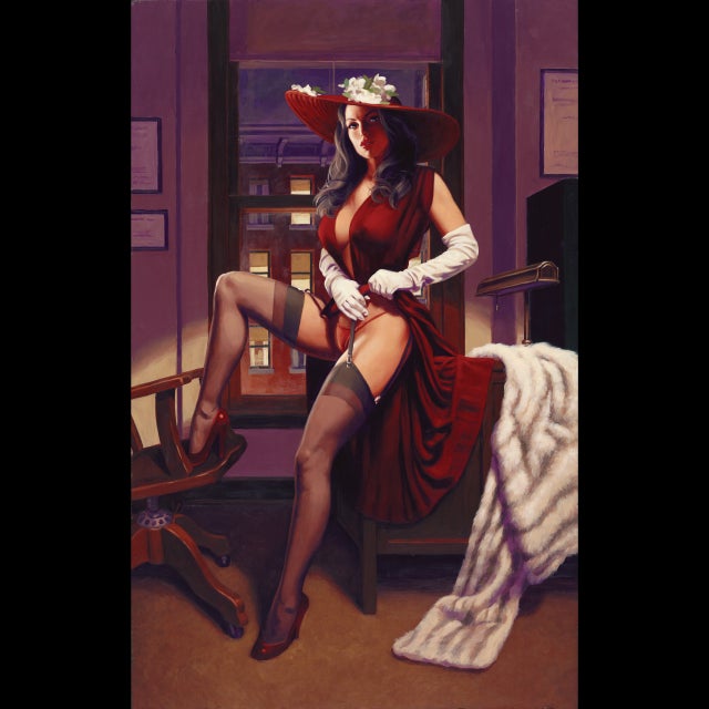 11 - Lady in Red - American Beauties High-End Pinup Gicle� on Canvas - 107642 - 17x25 Comic Art