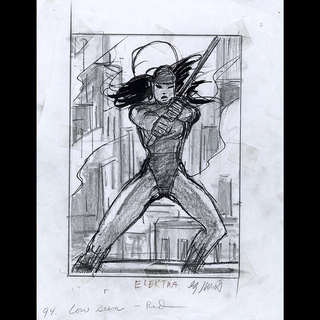Elektra - '94 Marvel Masterpieces Sketch - Greg Hildebrandt  122963 Comic Art