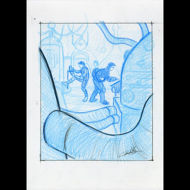 Magic the Gathering: Izzet Boilerworks - Preliminary Sketch - Keith Garletts Comic Art