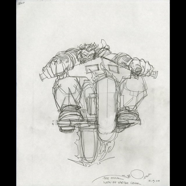 The Incredible Hulk, New Fantastic Four Cover Variant Preliminary Sketch - Walt Simonson - 117454 Comic Art