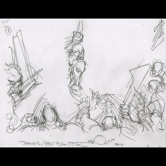 117431 - Walt Simonson - Demons - Thor 706 Cover Sketch Comic Art