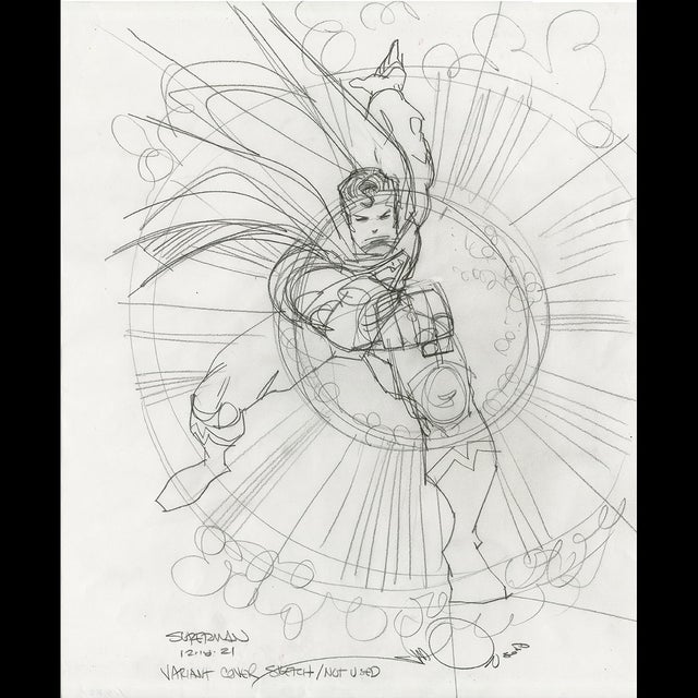 114921 - Walt Simonson - Superman - Unused Variant Cover Comic Art