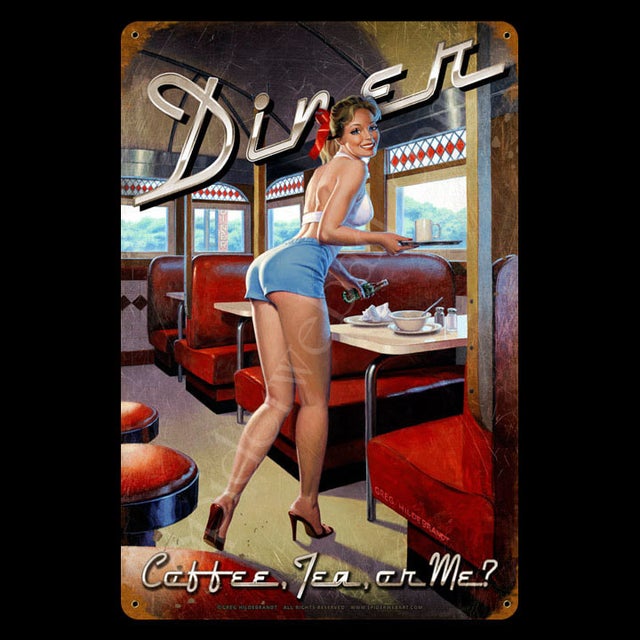Coffee Tea or Me?  Vintage  Metal Sign - Greg Hildebrandt - 109050 Comic Art