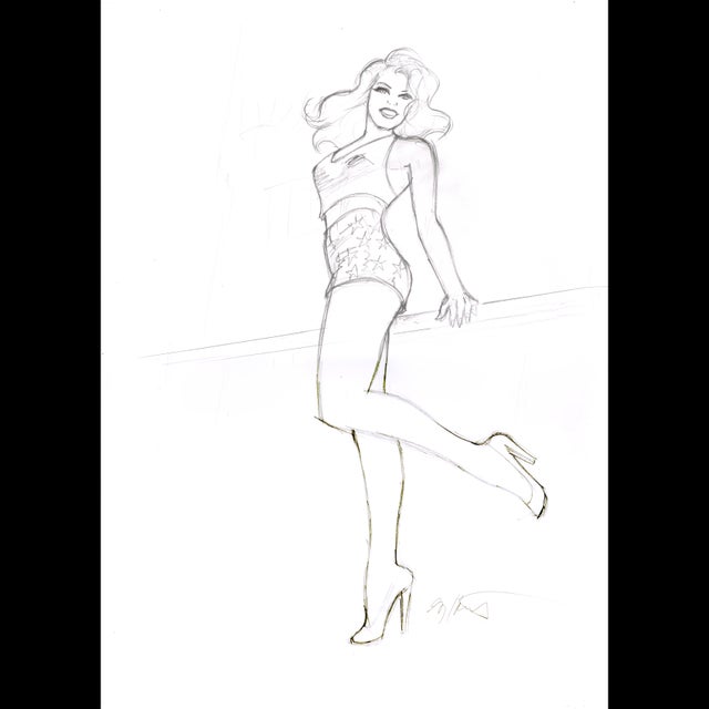 Pinup Sketch - 4th of July - Preliminary � Greg Hildebrandt � 118175 Comic Art