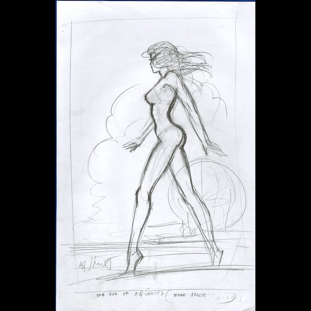 Pinup Concept Sketch - Age of Aquarius - Preliminary - Greg Hildebrandt - 116366 Comic Art