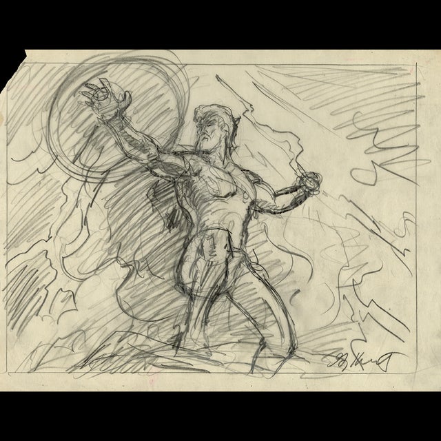 Zeus - Gods and Goddesses  1981 Preliminary Sketch  Greg Hildebrandt  122357 Comic Art