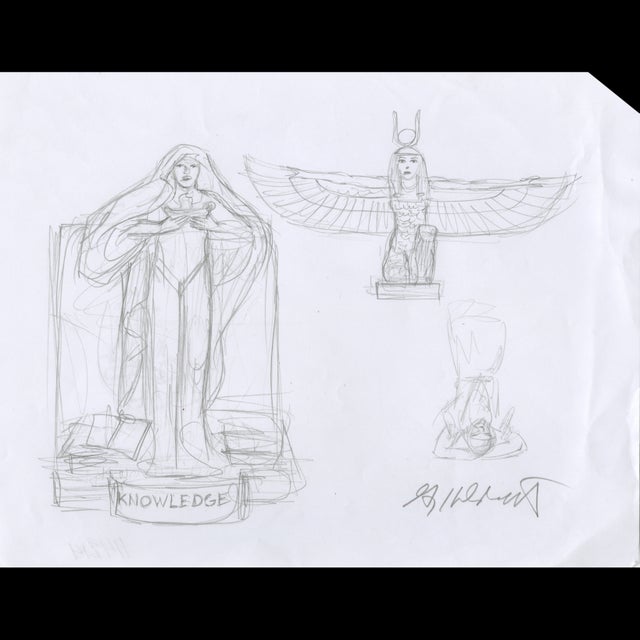 Bookend and Egyptian Statue - Greg Hildebrandt - 114214 Comic Art