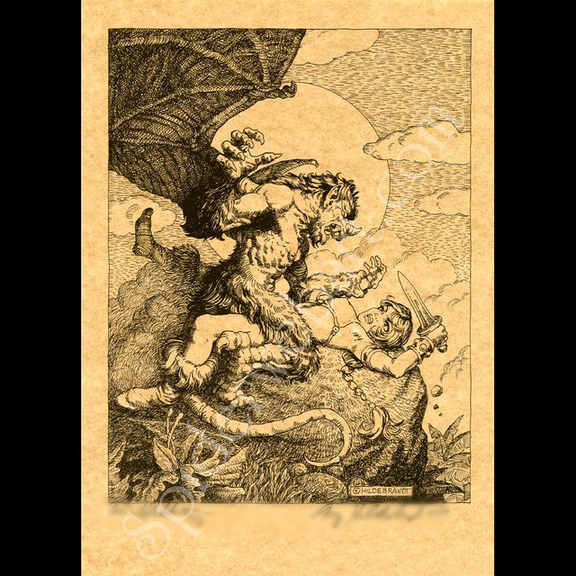 The Winged Beast - Signed and Numbered Parchment Print - Greg and Tim Hildebrandt - 100078 Comic Art