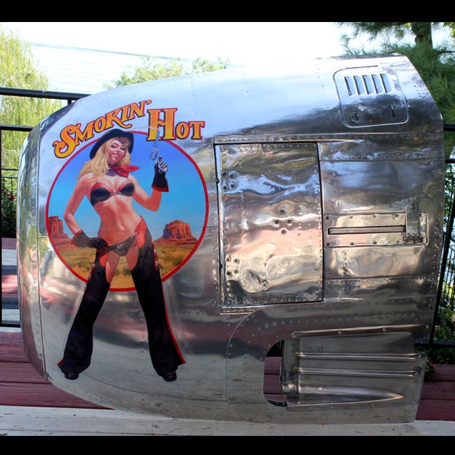 95 - Smokin' Hot - Pinup Painting on Nose of Airplane - Greg Hildebrandt - 111317 Comic Art