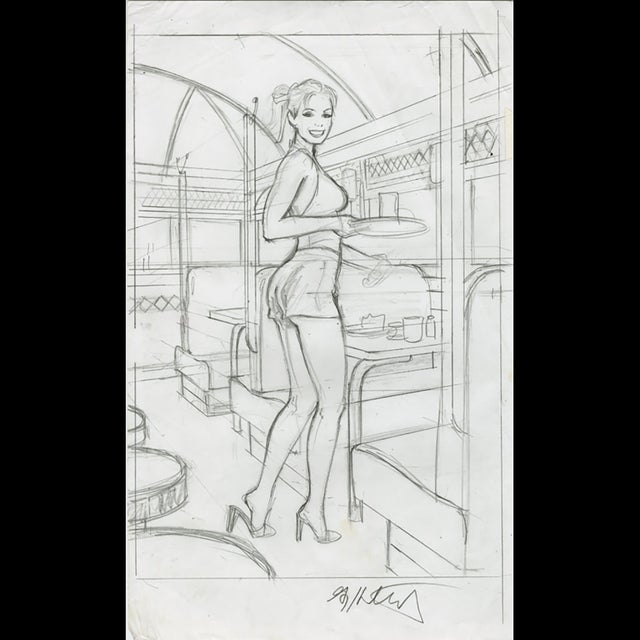 American Beauties, Coffee, Tea, or Me? - Preliminary Sketch - Greg Hildebrandt - 116525 Comic Art