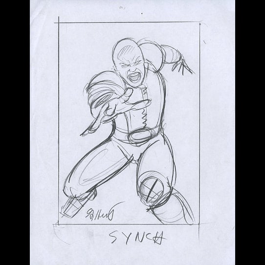 Synch, '94 Marvel Masterpieces Preliminary Sketch - Greg Hildebrandt - 115787 Comic Art