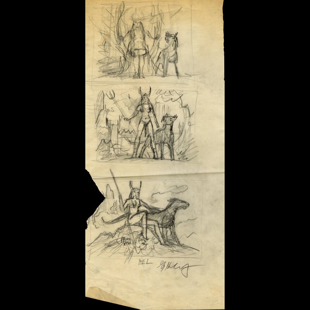 Hel - Gods and Goddesses  1981 Preliminary Sketch  Greg Hildebrandt  122408 Comic Art