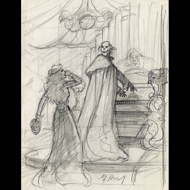 Phantom of the Opera - Christine Unmasks the Phantom - Rough Sketch - Greg Hildebrandt - 122389 Comic Art