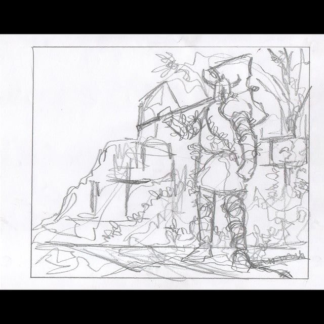 Magic: The Gathering, Mosswood Dreadknight, Preliminary Roughs Bundle - Keith Garletts Comic Art