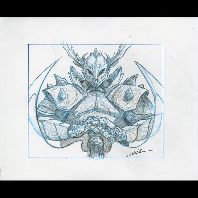 Magic: The Gathering, Mosswood DreadKnight - Preliminary Character Sketch - Keith Garletts Comic Art