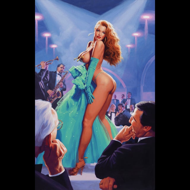 01 - Emerald Evening - American Beauties High-End Pinup Gicle� on Canvas - 107637 - 17x25 Comic Art