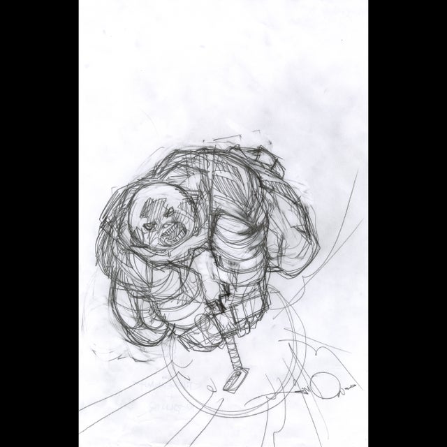 Juggernaut and Mjolnir - Thor/Marvel Sketch - Walt Simonson - 120445 Comic Art