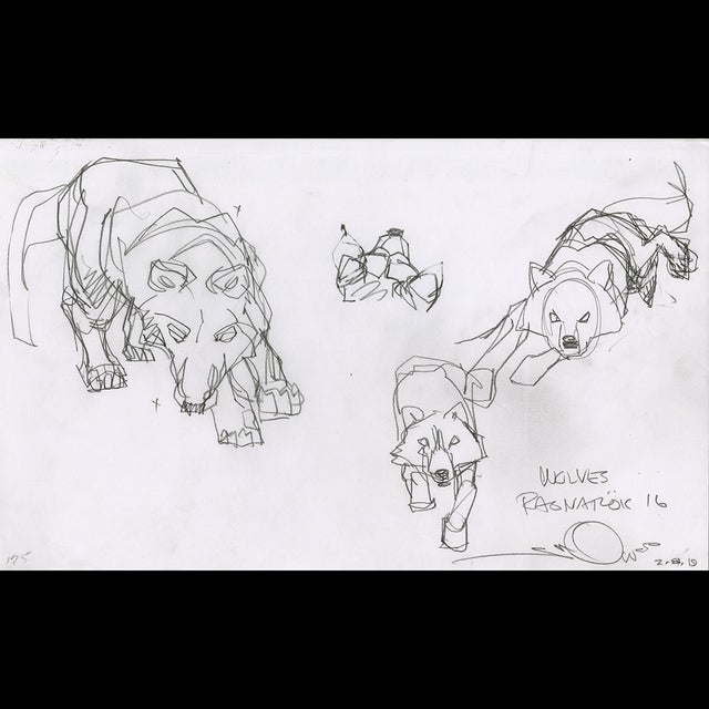 117435 - Walt Simonson - Ragnarok 16 - Wolf Sketches Comic Art