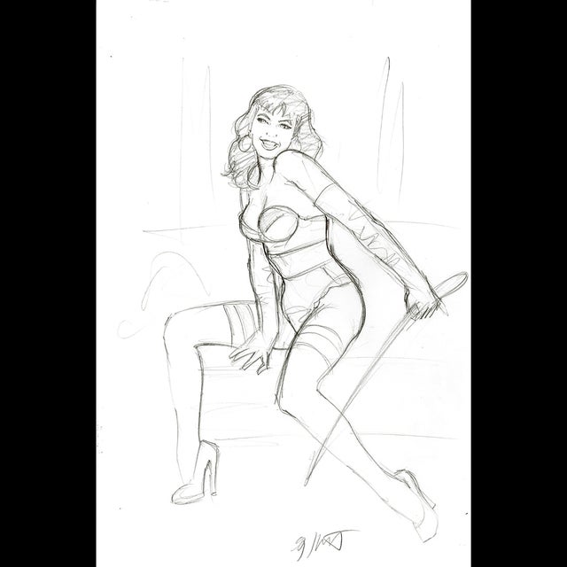 Pinup Sketch - American Beauties - Bettie Page - Preliminary Concept Sketch - Greg Hildebrandt - 118343 Comic Art