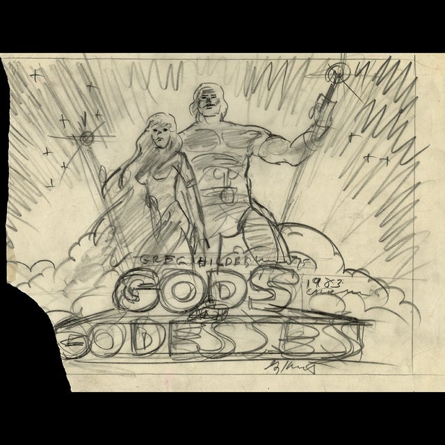 Cover Design - Gods and Goddesses  1981 Preliminary Cover Sketch  Greg Hildebrandt  122404 Comic Art