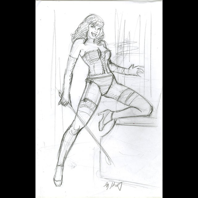 Pinup Sketch - American Beauties - Bettie Page - Preliminary Sketch - Greg Hildebrandt - 117197 Comic Art