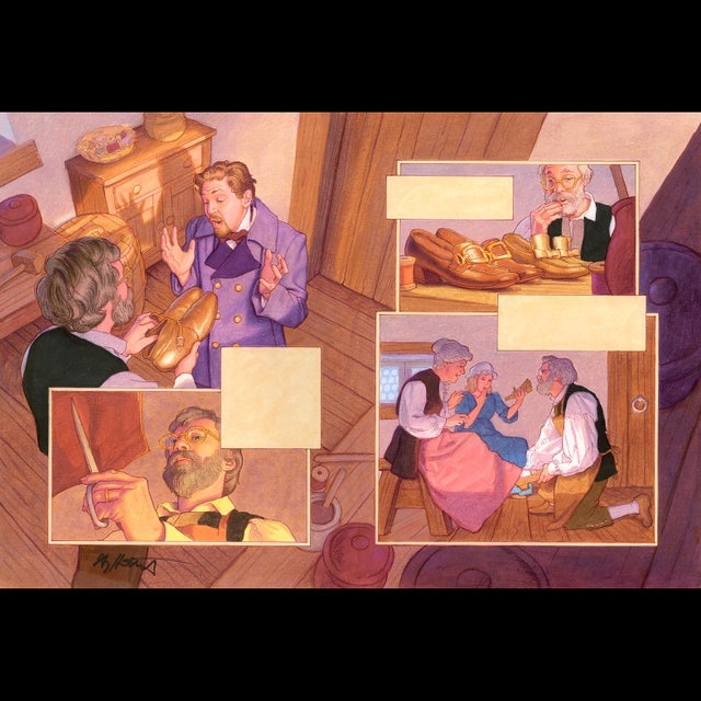 Brothers Grimm Fairy Tales 1993  The Elves and the Shoemaker pg. 3-4 - Greg Hildebrandt - 107215 Comic Art