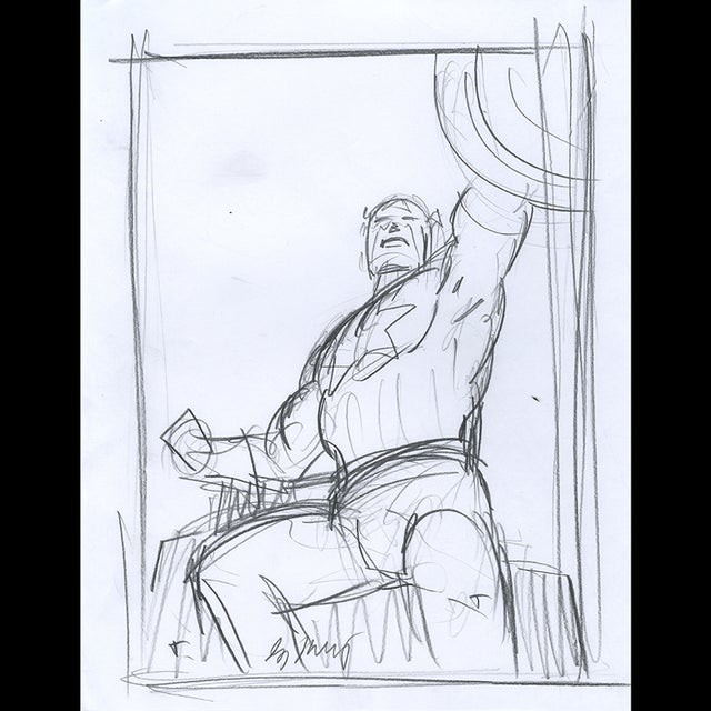 Captain America - '94 Marvel Masterpieces Sketch - Greg Hildebrandt  122986 Comic Art