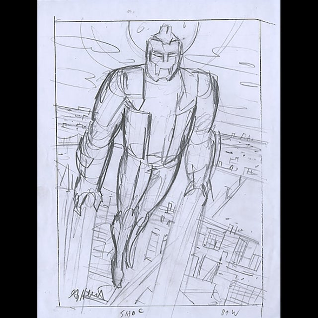 Shoc, Marvel Black and White Trading Card Set, Preliminary Rough Sketch - Greg Hildebrandt - 115792 Comic Art