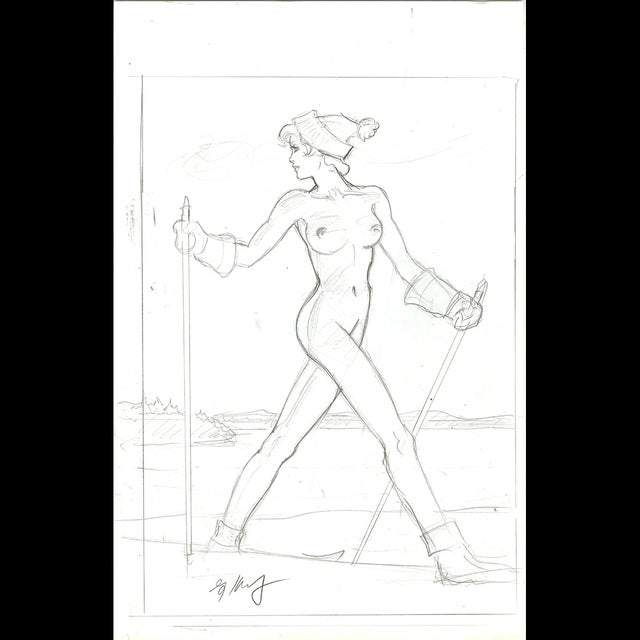 Cross Country - Preliminary Pinup Sketch  Greg Hildebrandt  117199 Comic Art